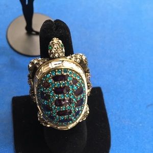 Adrienne Swarovski Enamel Turtle Ring Size 7